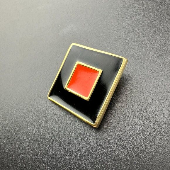 Signed Givenchy Vintage 1980 Geometric Modernist Pin Brooch - 80s designer - Picture 3 of 4